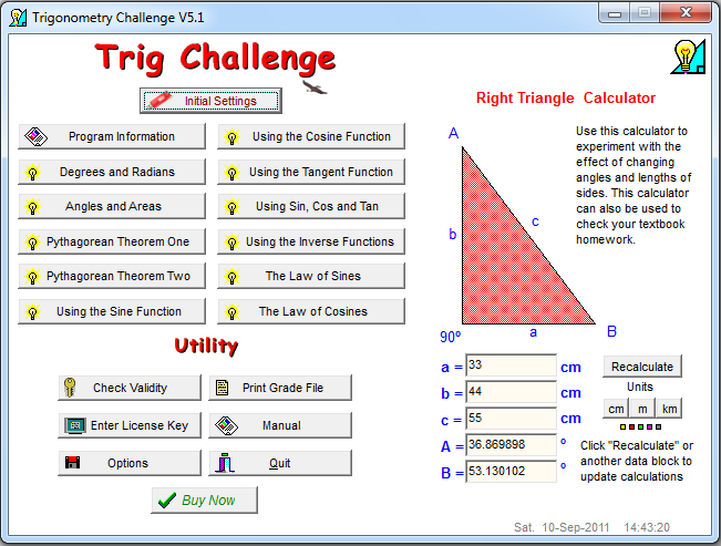 Click to view Trigonometry Challenge 5.1 screenshot