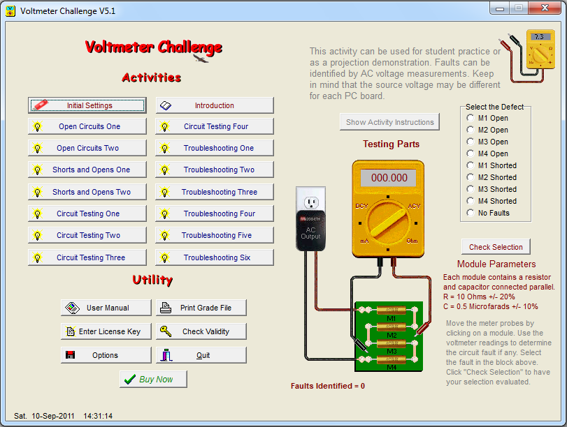 Activities for learning to use voltmeters to test and troubleshoot circuits.